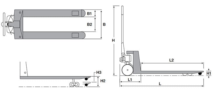 Stainless Steel Hand Pallet Truck Technical Specifications